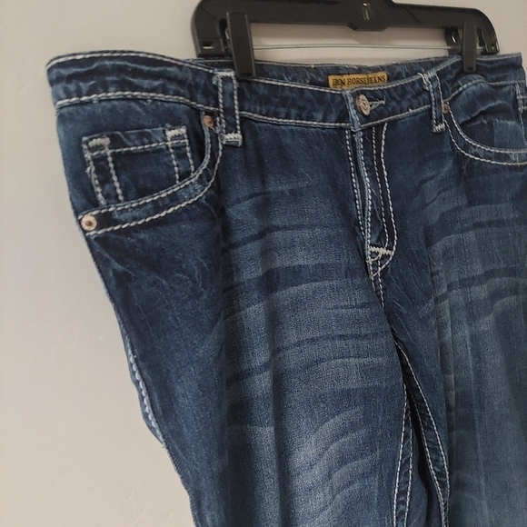 Iron Horse Blue Jeans Denim Pants Embellish Rhinestone Boot Flare Wide Size 12 - Picture 14 of 15